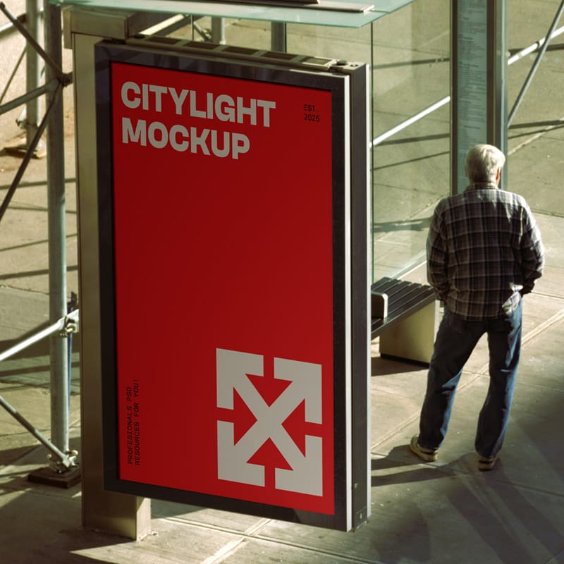 Bus Station Citylight Mockup Template PSD