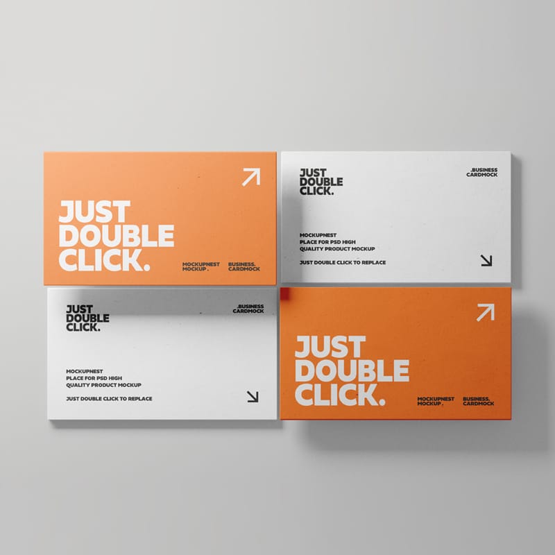Business Card Mockup From Top View PSD