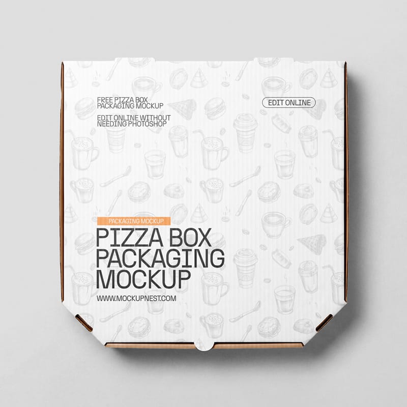 Chamfered Square Pizza Box Mockup PSD
