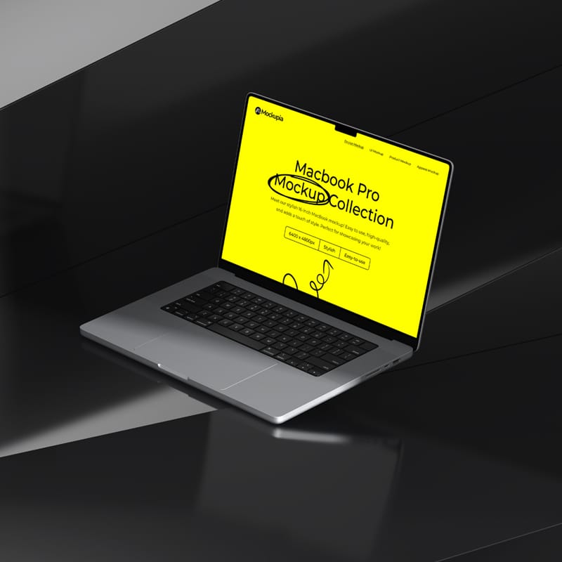 Dark Mode MacBook Pro Mockup PSD