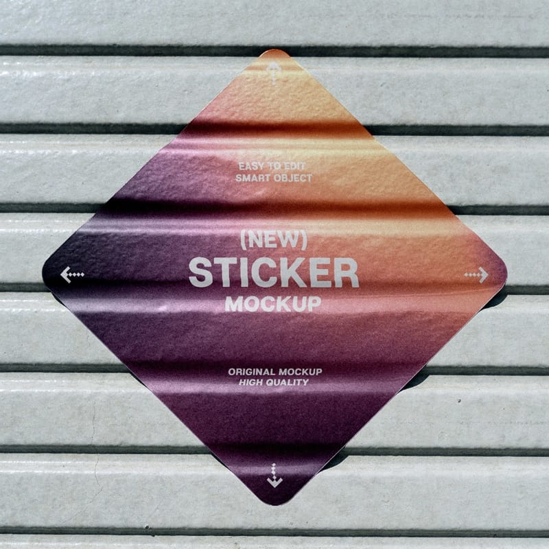 Diamond Sticker Mockup on Roller Shutter PSD