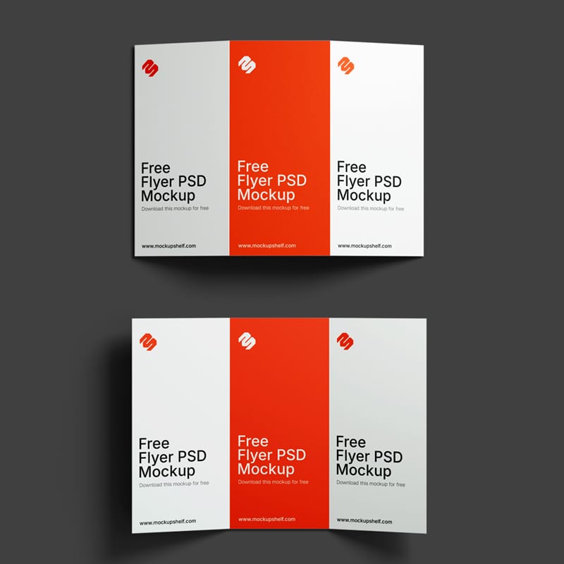 Dual-Sided Tri-fold Brochure Mockup PSD