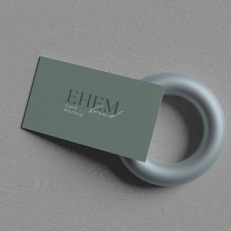 Elegant Business Card Mockup on Sculptural Ring Display PSD