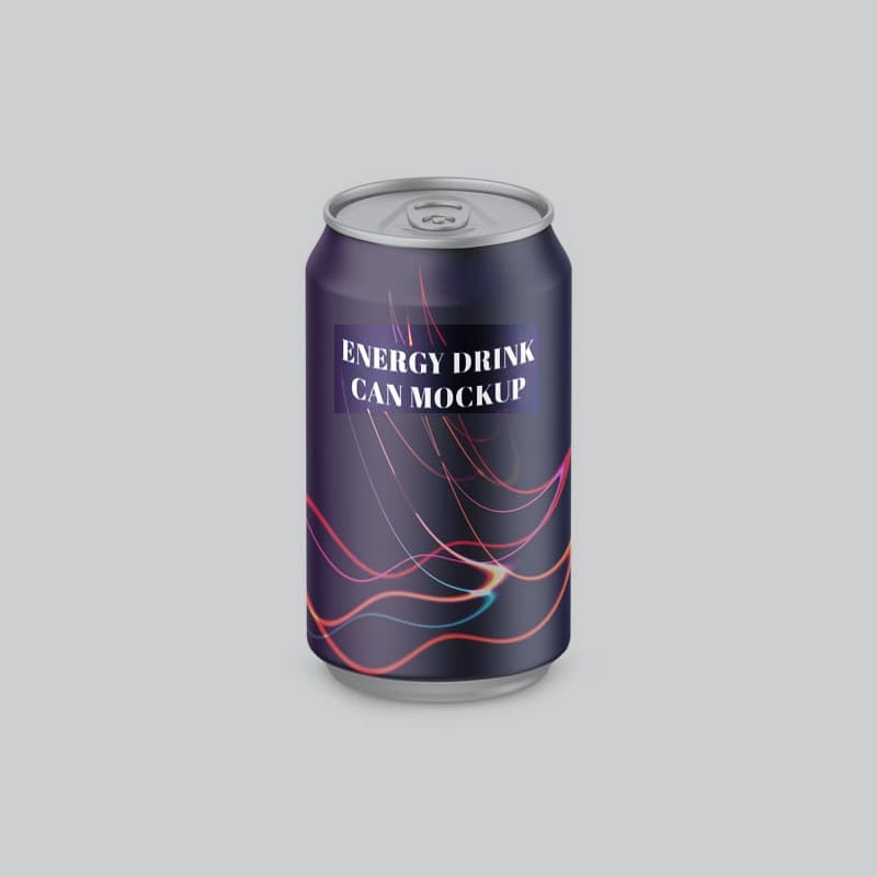 Energy Drink Can Mockup Template PSD
