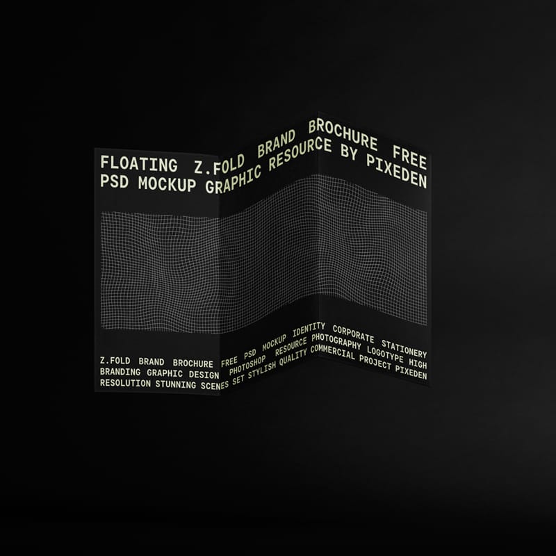 Floating Z-Fold Brand Brochure Mockup PSD
