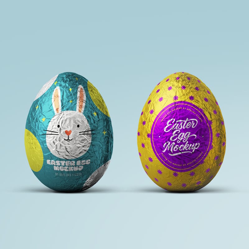 Foil Wrapped Easter Egg Mockup PSD