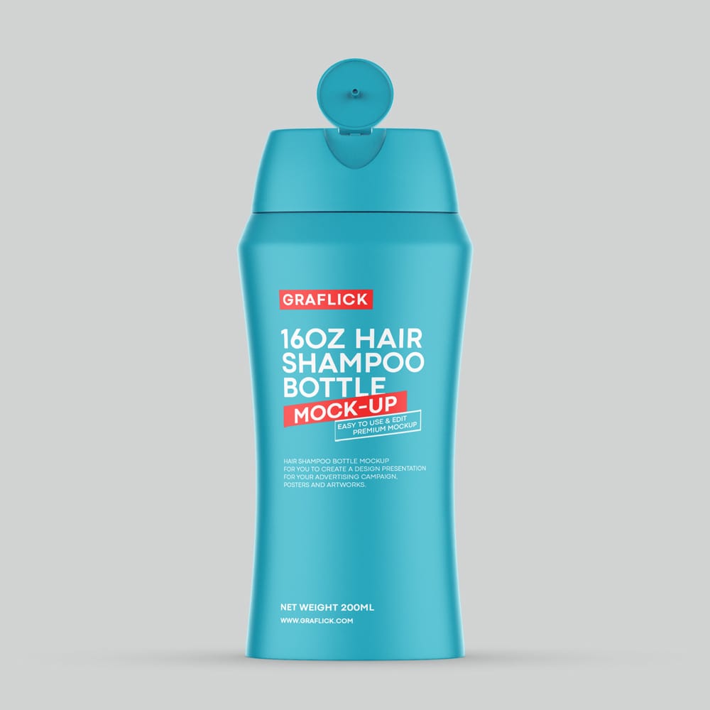 Free 16oz Shampoo Bottle Mockup PSD
