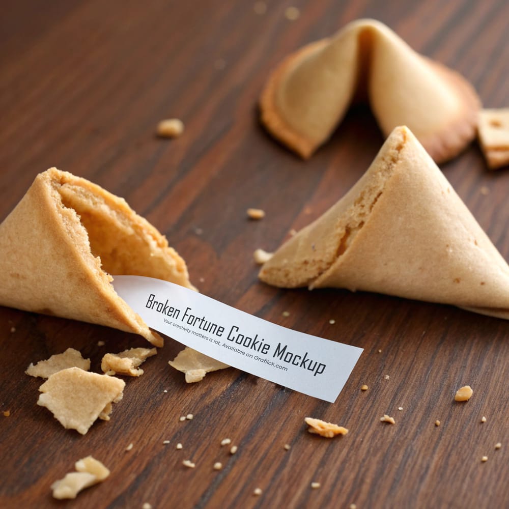 Free Broken Fortune Cookie Mockup PSD