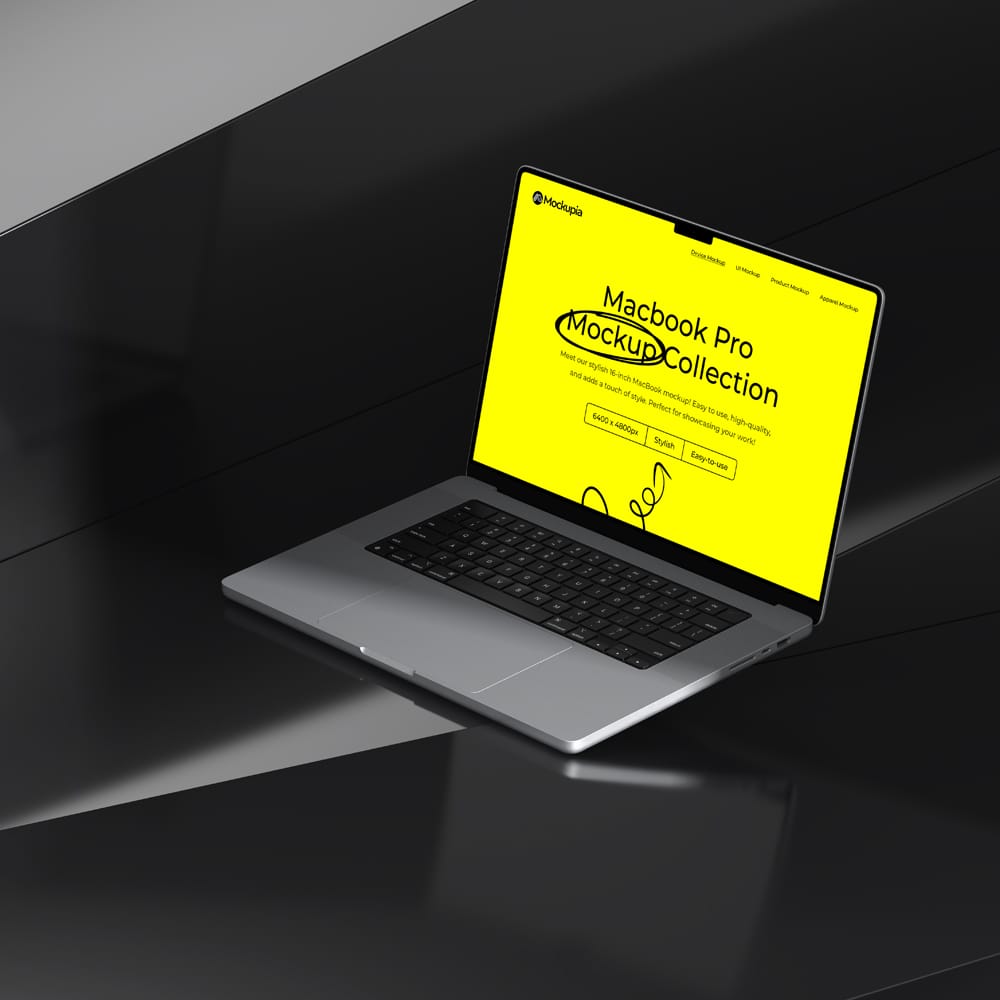 Free Dark Mode MacBook Pro Mockup PSD