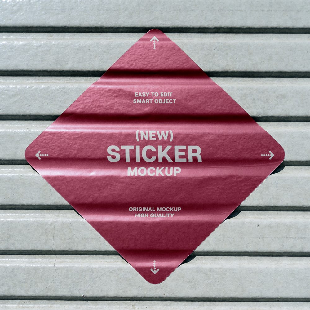Free Diamond Sticker Mockup on Roller Shutter PSD