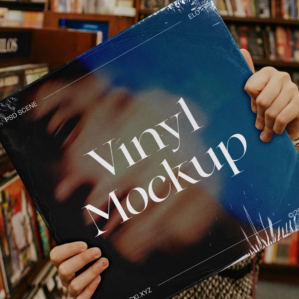 Free Front View Vinyl Mockup PSD