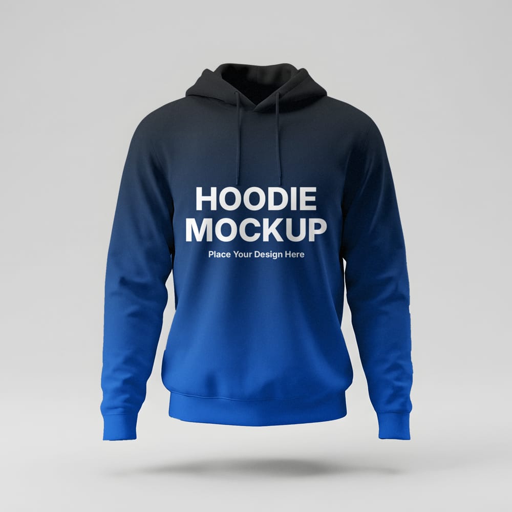 Free Gradient Hoodie Mockup Front View PSD