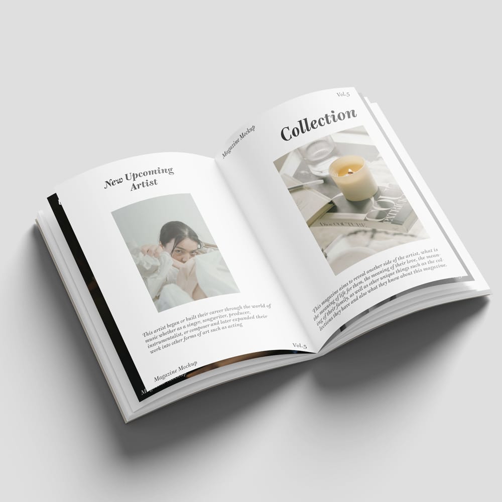 Free Minimalist A4 Open Magazine Mockup PSD