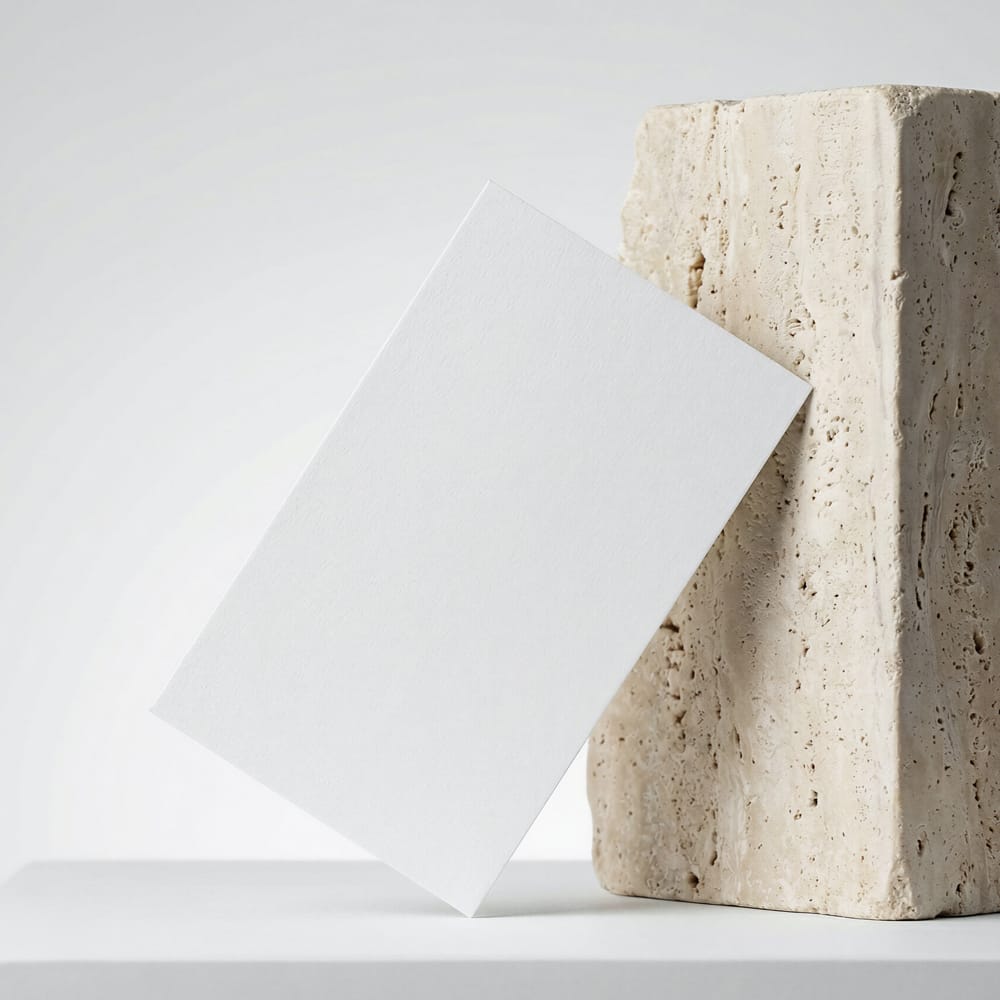 Free Minimalist Business Card Mockup on Travertine Stone PSD