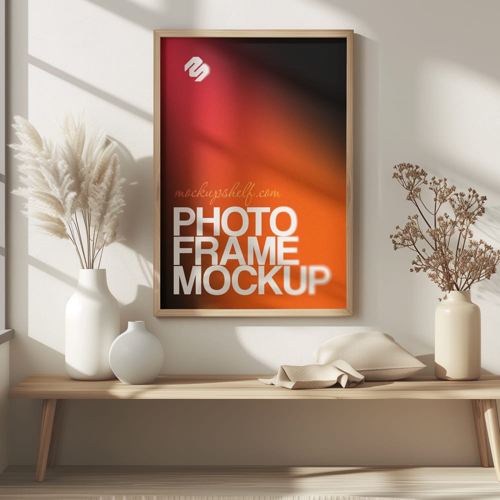 Free Minimalist Wood Frame Mockup PSD