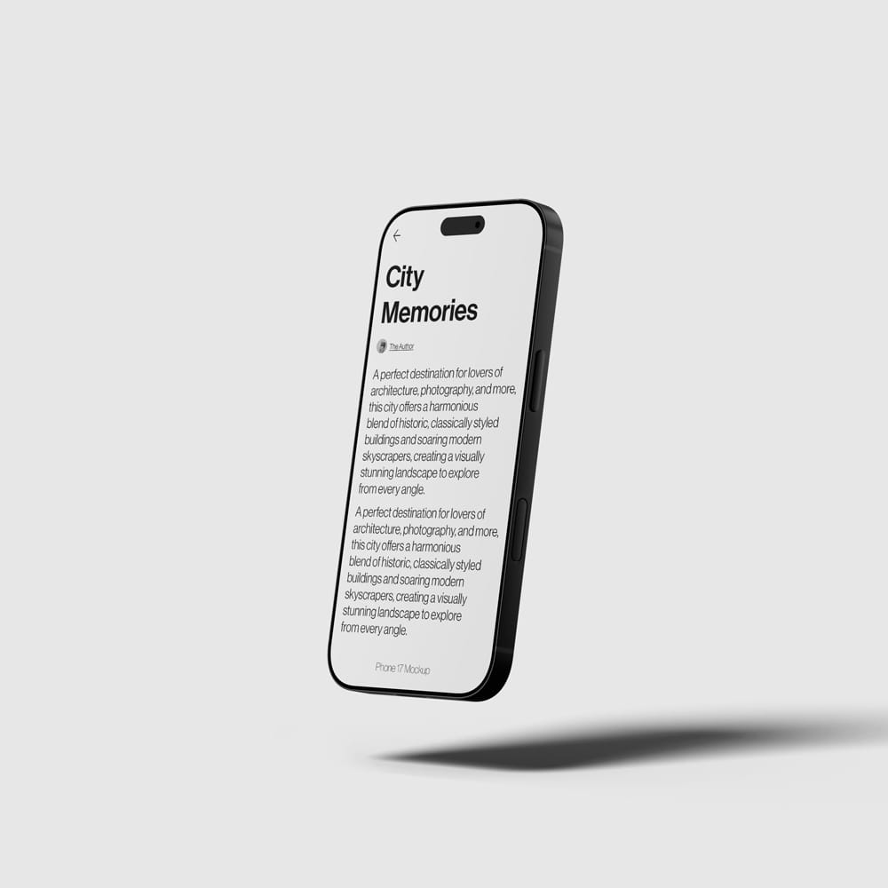 Free Minimalist iPhone 17 Screen Mockup PSD