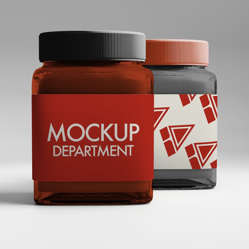 Free Modern Square Glass Jar Mockup PSD