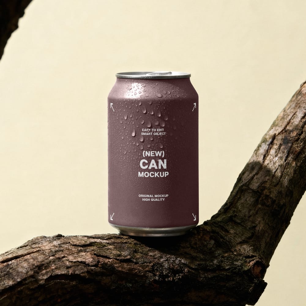 Free Photorealistic Aluminum Beverage Can Mockup PSD