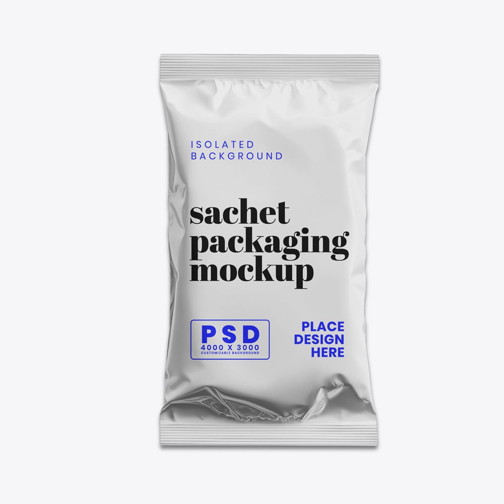 Free Realistic Foil Sachet Mockup