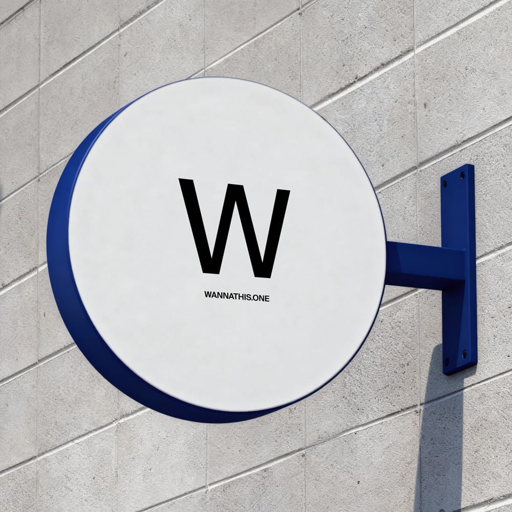 Free Round Wall Sign Mockup PSD