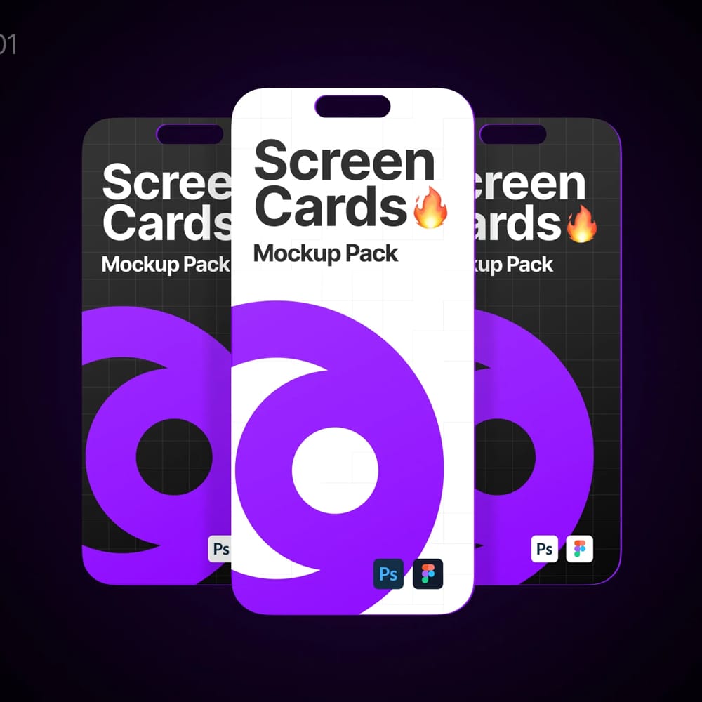 Free Screen Cards Mockup Set for App Presentation PSD