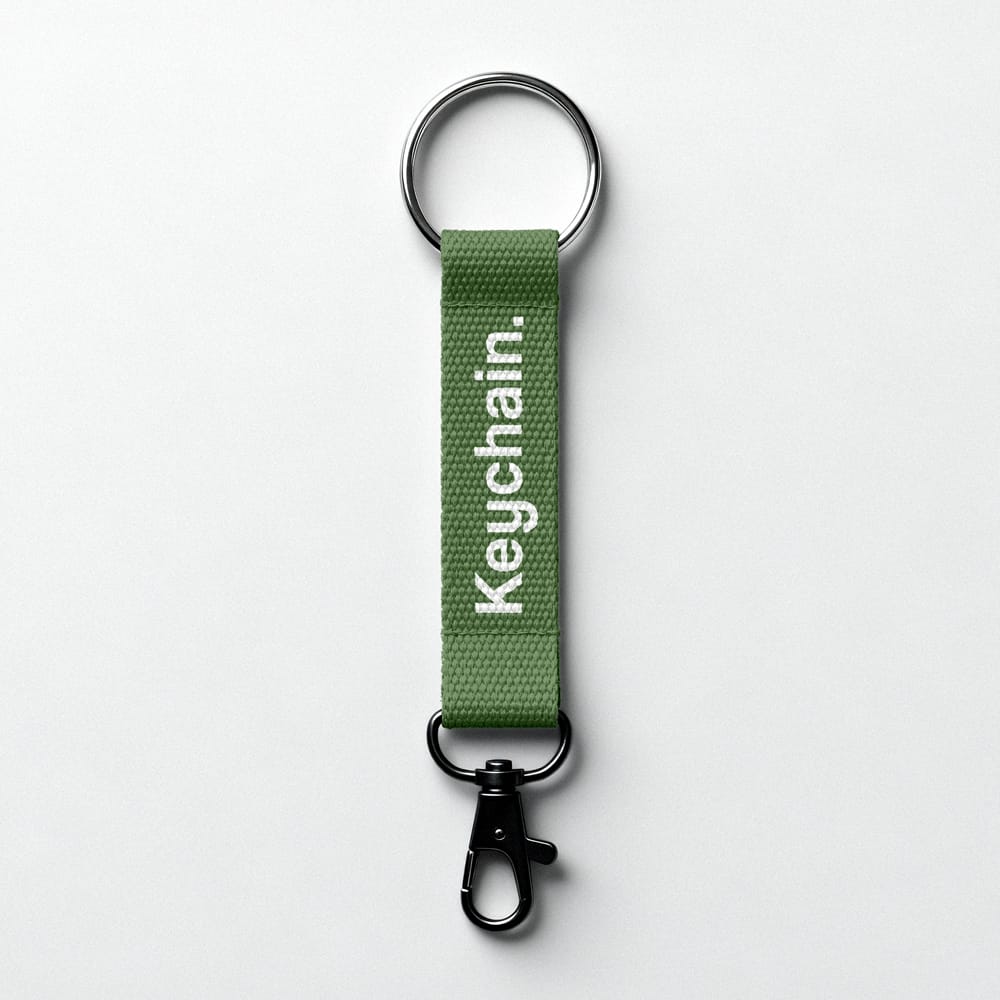 Free Strap Keychain Mockup with Carabiner PSD