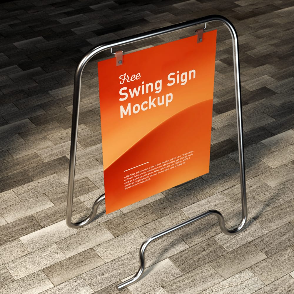 Free Swing Board A-Frame Sidewalk Sign Mockup Set PSD