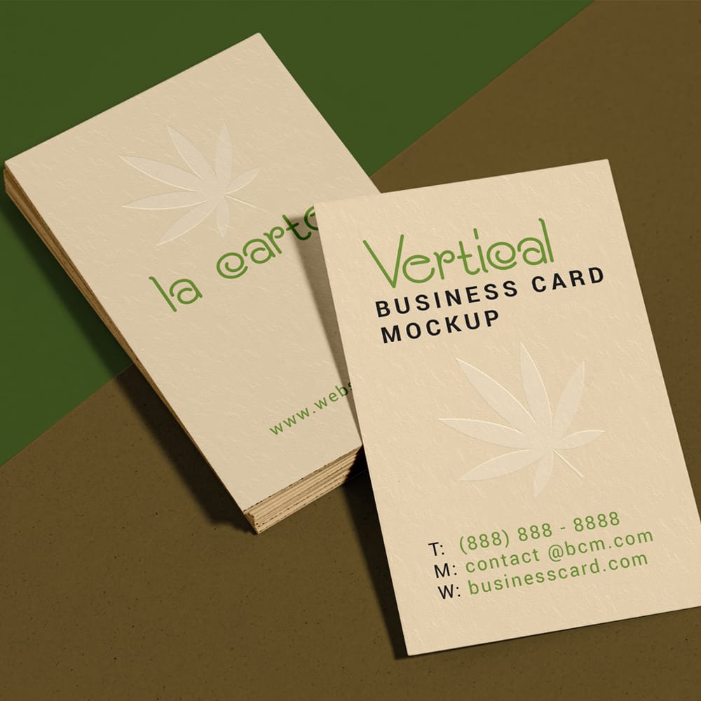 Free Vertical Business Card Mockup Template PSD