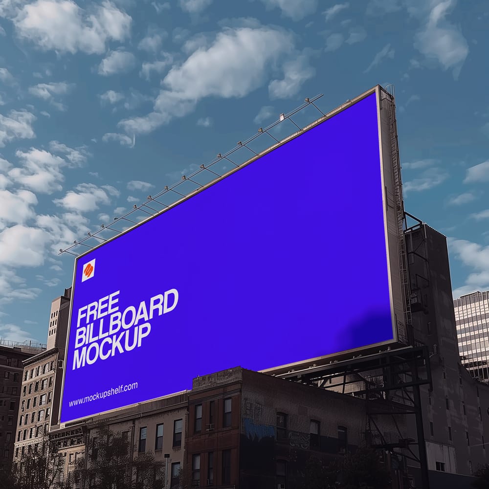 Free Wide Angle Outdoor Billboard Mockup PSD