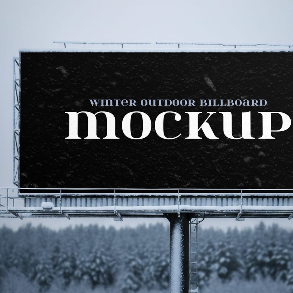 Free Winter Outdoor Billboard Mockup Template PSD