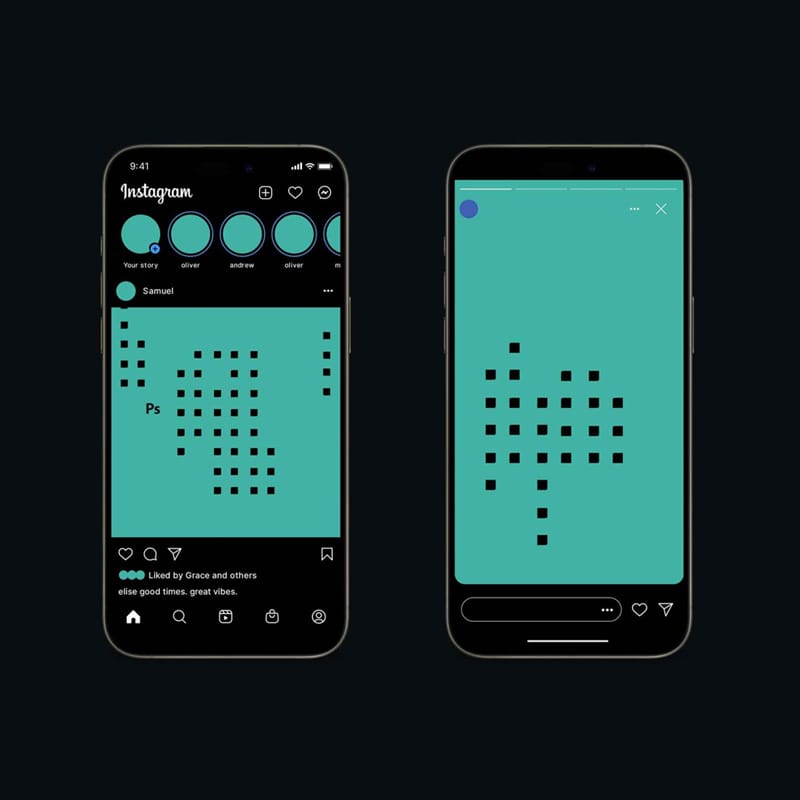 Instagram Post and Story Mockup Template PSD