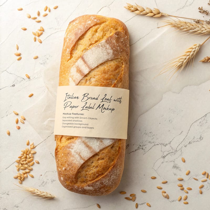 Italian Ciabatta Baguette Bread Mockup PSD