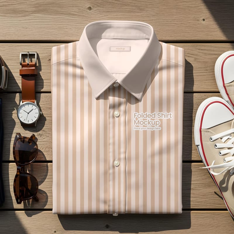 Men’s Folded Dress Shirt Mockup PSD