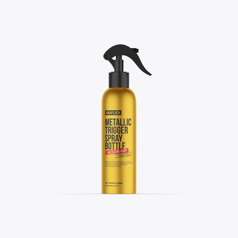 Metallic Trigger Spray Bottle Mockup PSD