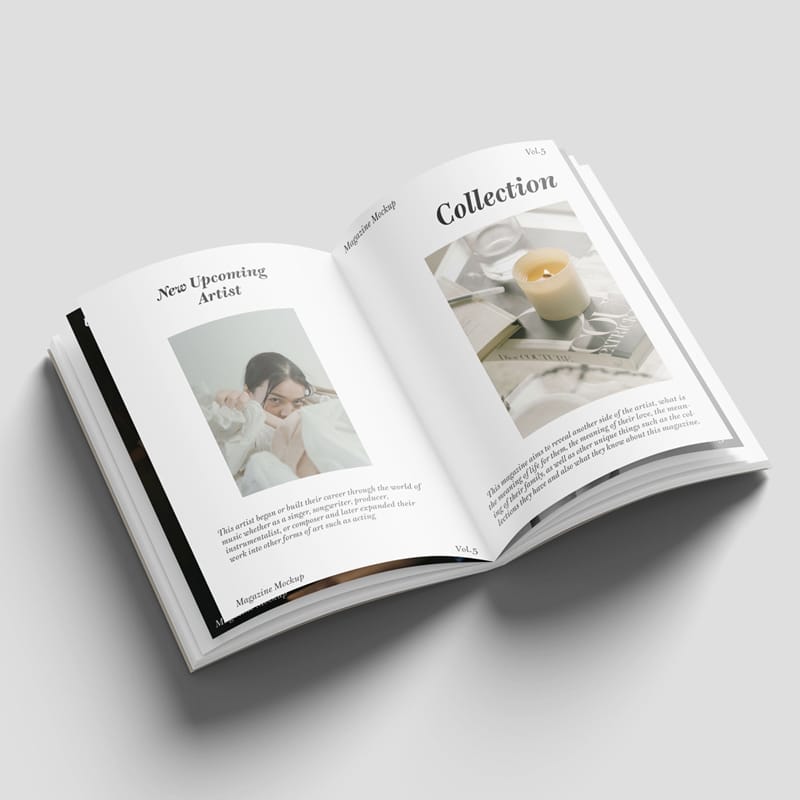 Minimalist A4 Open Magazine Mockup PSD