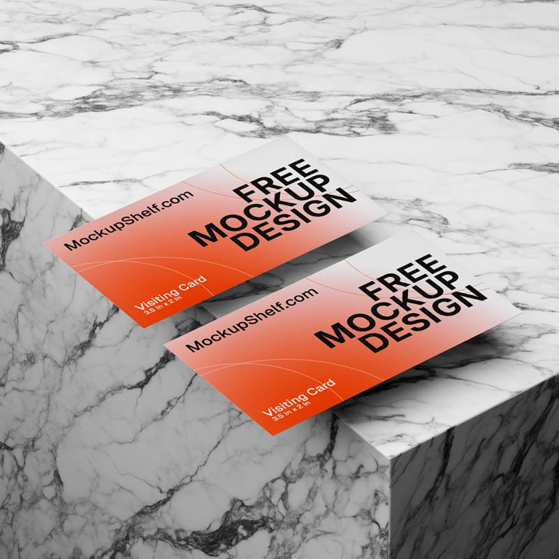 Minimalist Business Card Mockup on White Marble PSD