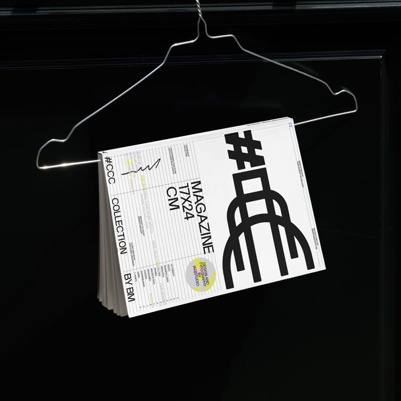 Minimalist Magazine Mockup on Hanger PSD