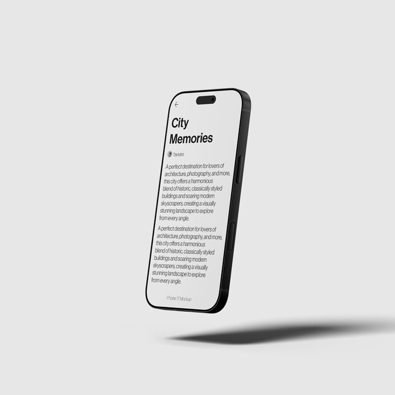 Minimalist iPhone 17 Screen Mockup PSD