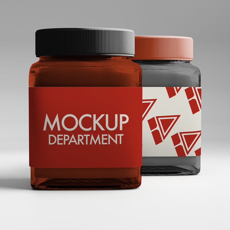 Modern Square Glass Jar Mockup PSD