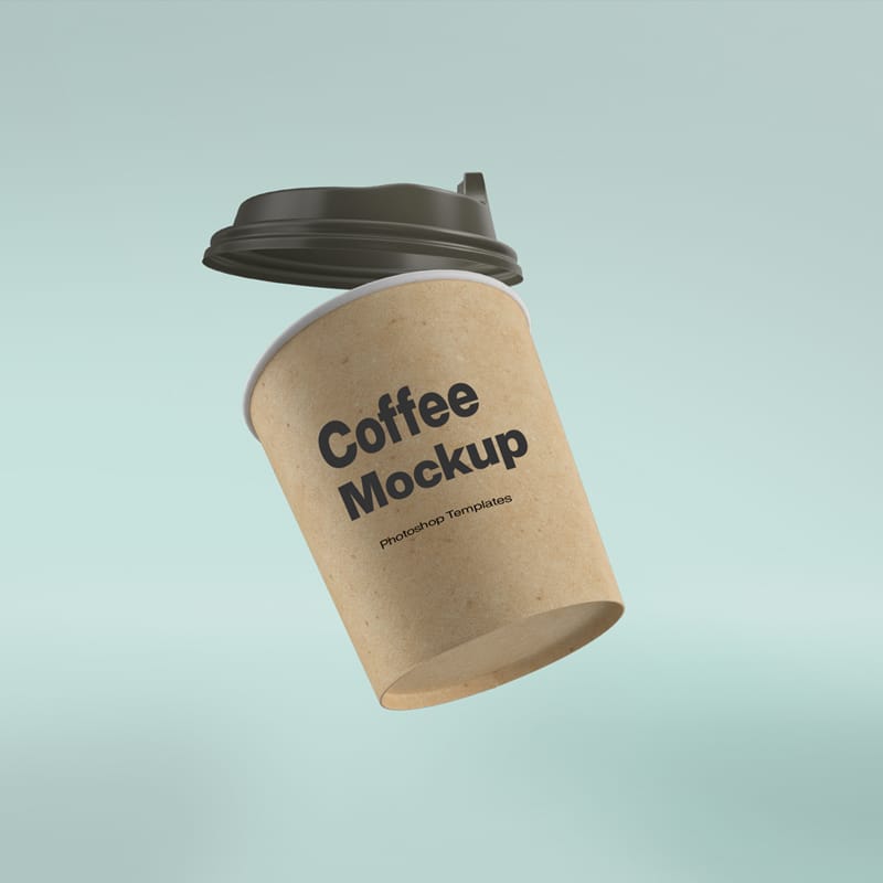 Open Lid Coffee Cup Mockup PSD