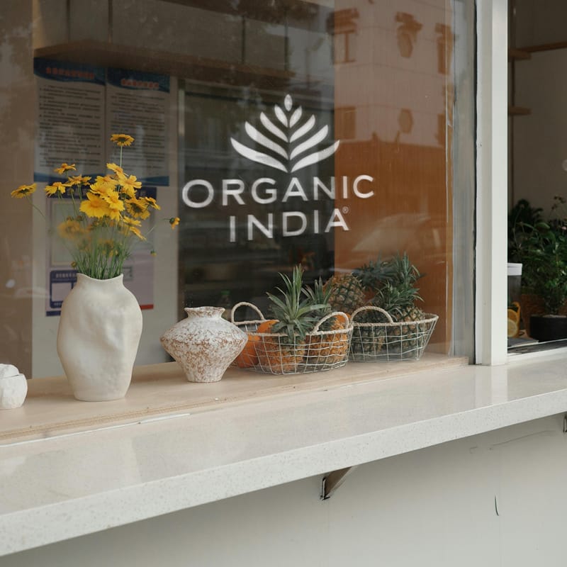 Organic Shop Front Glass Window Mockup PSD
