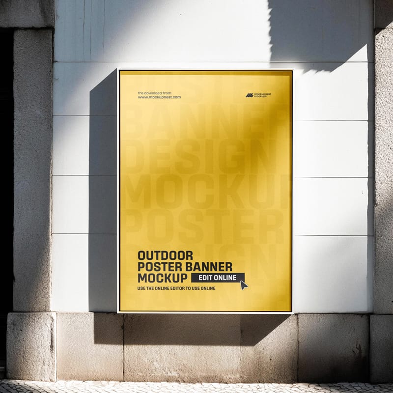 Outdoor Banner Poster Mockup PSD