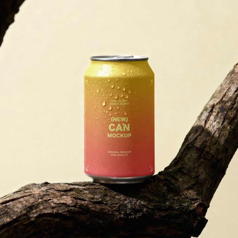 Photorealistic Aluminum Beverage Can Mockup PSD