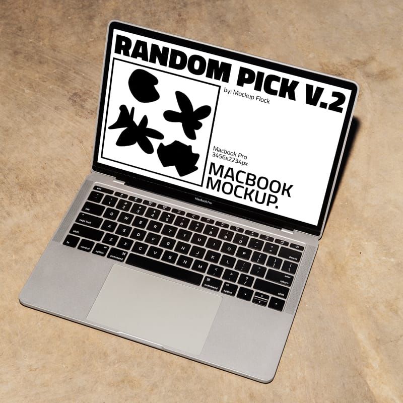 Photorealistic Macbook Mockup on Raw Stone Surface PSD