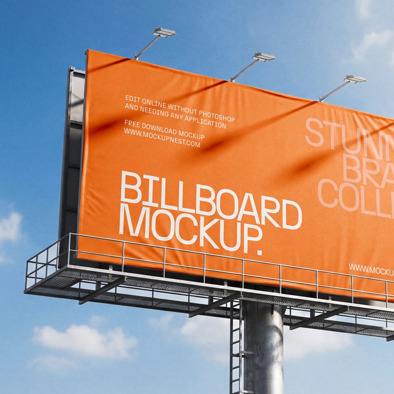 Photorealistic Outdoor Billboard Mockup Template PSD