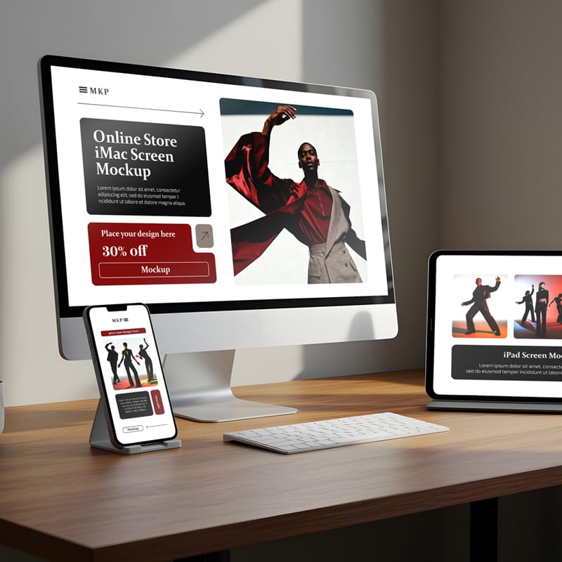 Photorealistic Responsive Screen Mockup PSD