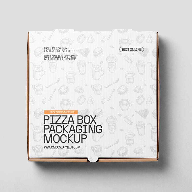 Pizza Box Packaging Mockup PSD