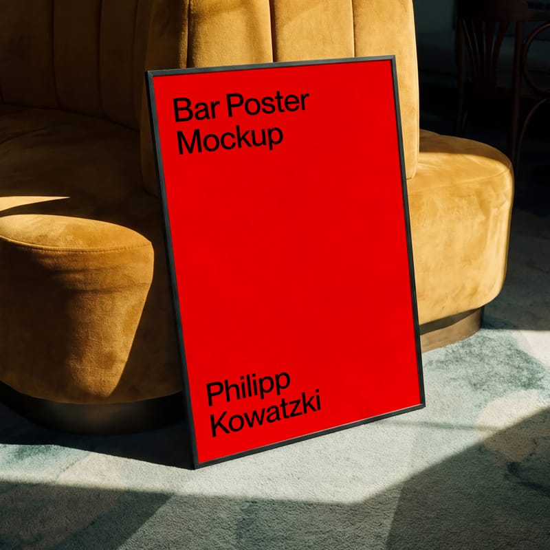 Poster Mockup Bar Branding Velvet PSD