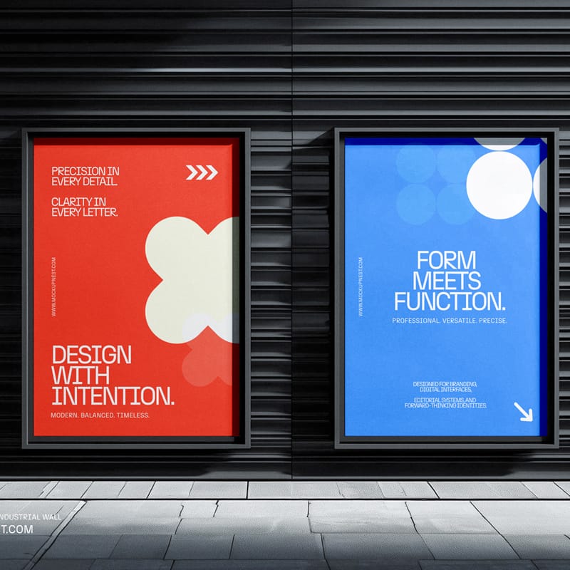 Poster Mockup On Industrial Wall PSD