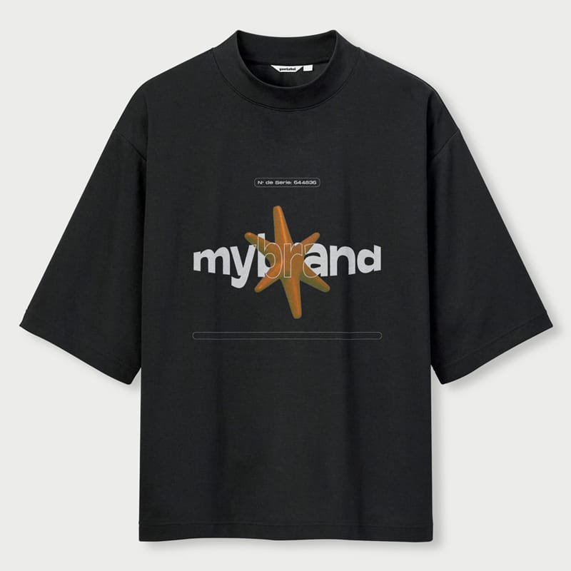 Realistic Black Tee Mockup PSD